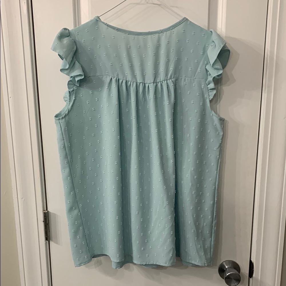 Light Blue Ruffle Sleeve Top - Picture 2 of 4
